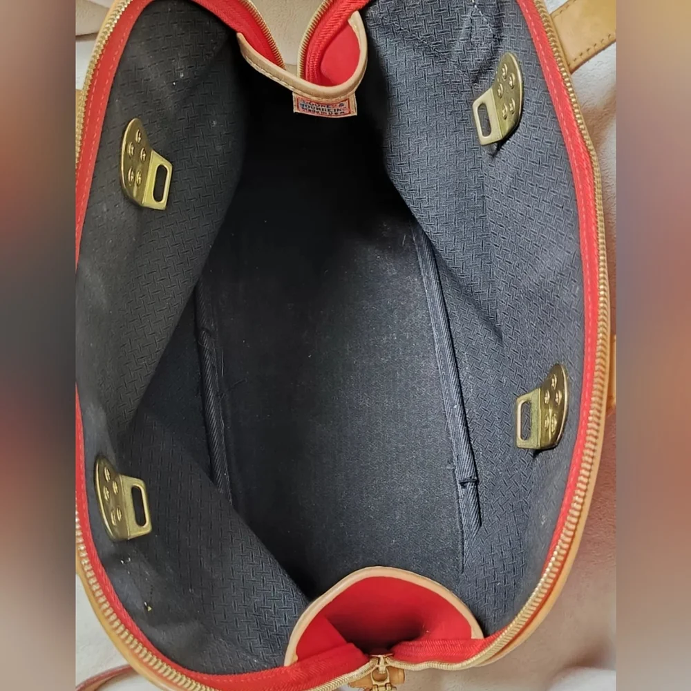 Dooney & BOURKE Red Canvas & Leather Vintage CABRIOLET Dome Satchel